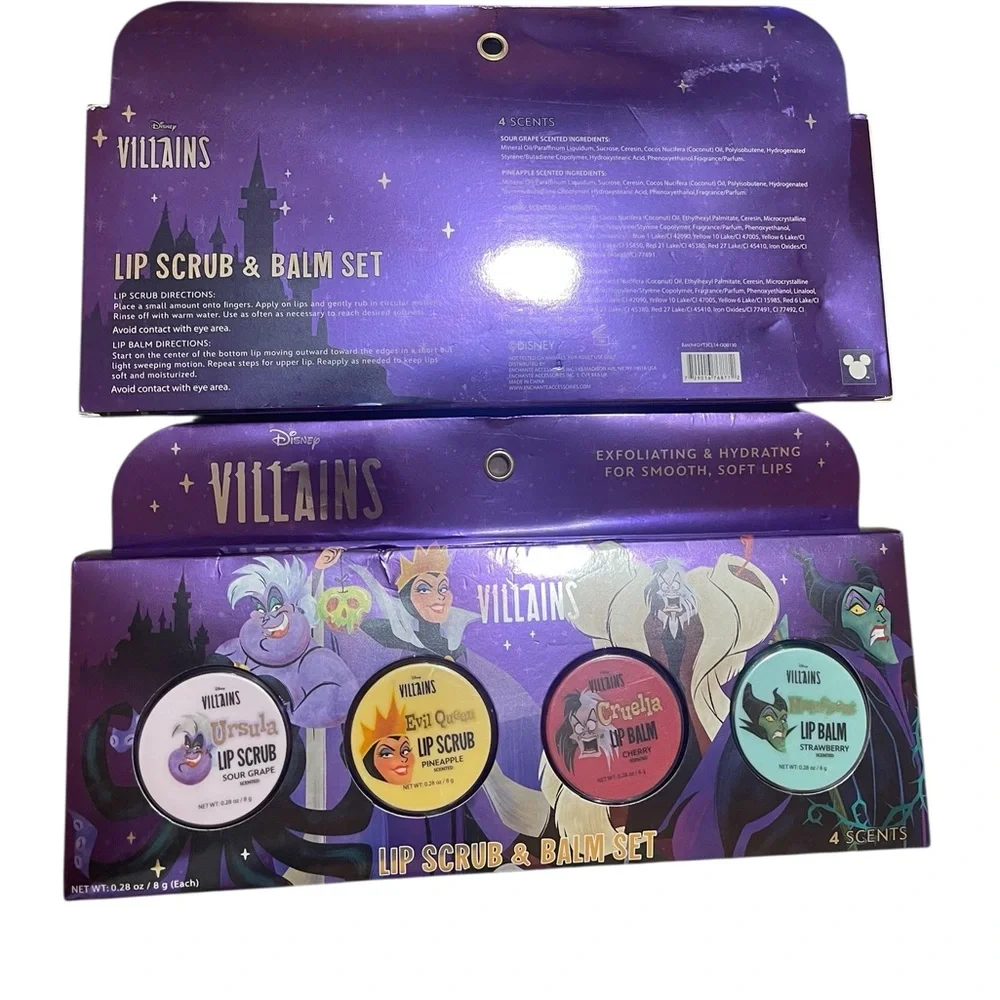 💚🌼NEW Disney Villains Lip Care Set - Purple, Yellow, Red, Blue